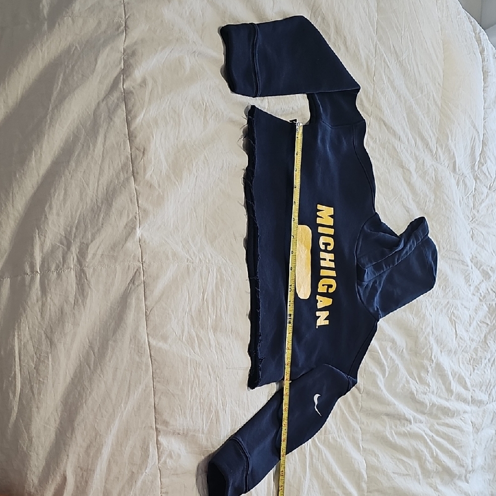 Nike Michigan Navy and Yellow Girls Campas Crop Hoodie